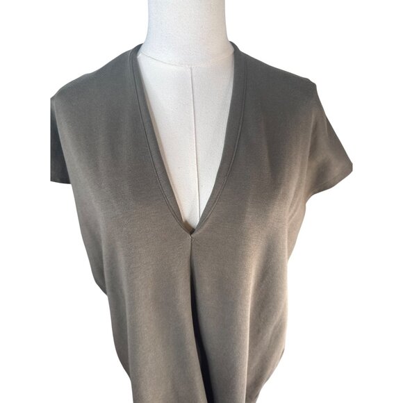 2/$30 ZARA Medium Deep V-Neck Khaki Green Cotton Blend Top - Picture 5 of 13